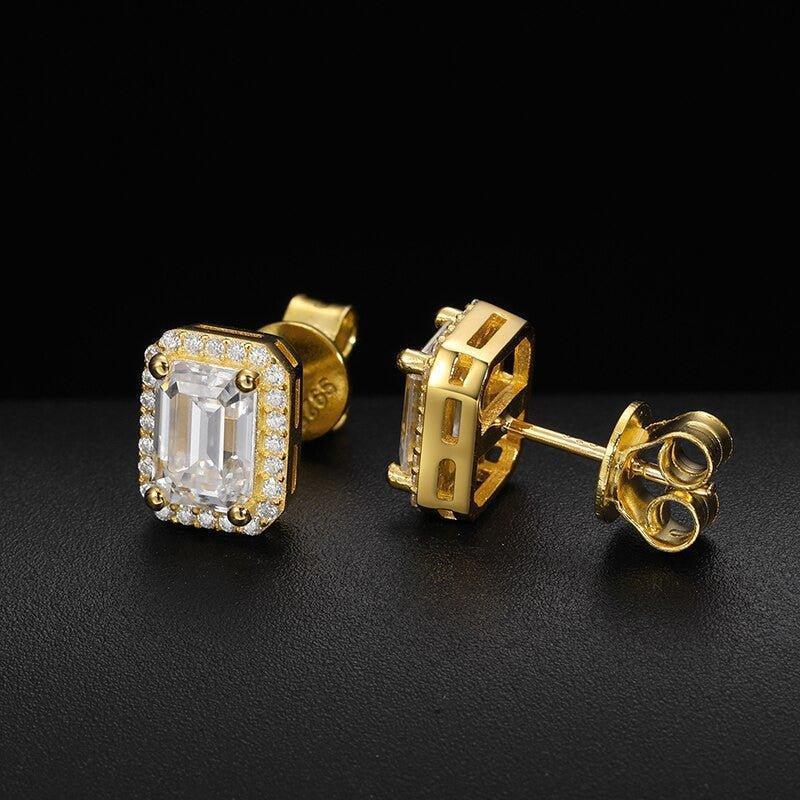 VVS Genuine Baguette Cut Solid 925 Silver Iced Earrings - CaratixJewelry